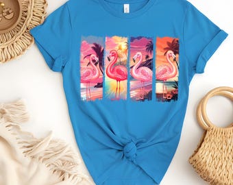 Transferencia de calor DTF de flamencos de verano: calcomanía termoadhesiva vibrante