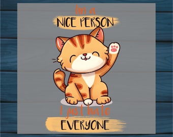 Funny Cat DTF Heat Transfer: Sarcastic Gift for Teens