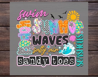 DTF Heat Transfers: Summer Waves, Swimming, Beach Dtf, Family Vacation