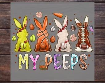 Transferencia de calor DTF de Pascua de My Peeps: Regalo de conejito deportivo