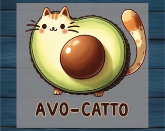 Avo-Catto DTF Heat Transfer: Funny Cat Design for Apparel