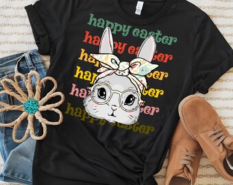 Transferencia térmica DTF de conejito de Pascua, diseño de Feliz Pascua