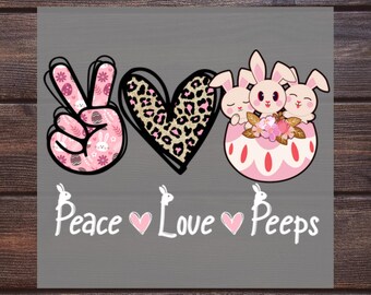 Transferencia de calor DTF de Pascua Peace Love Peeps