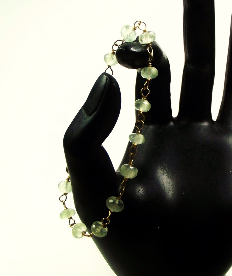 Prehnite Bracelet Wire Wrapped in 14k Gold Fill Green Gemstone Bracelet Handmade by AdoniaJewelry AJB312