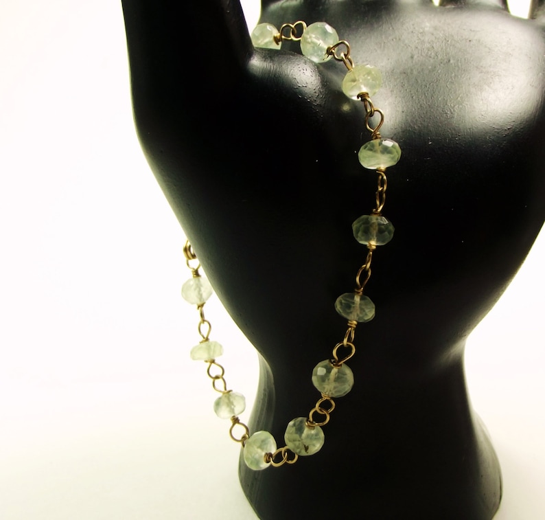 Prehnite Bracelet Wire Wrapped in 14k Gold Fill Green Gemstone Bracelet Handmade by AdoniaJewelry AJB312
