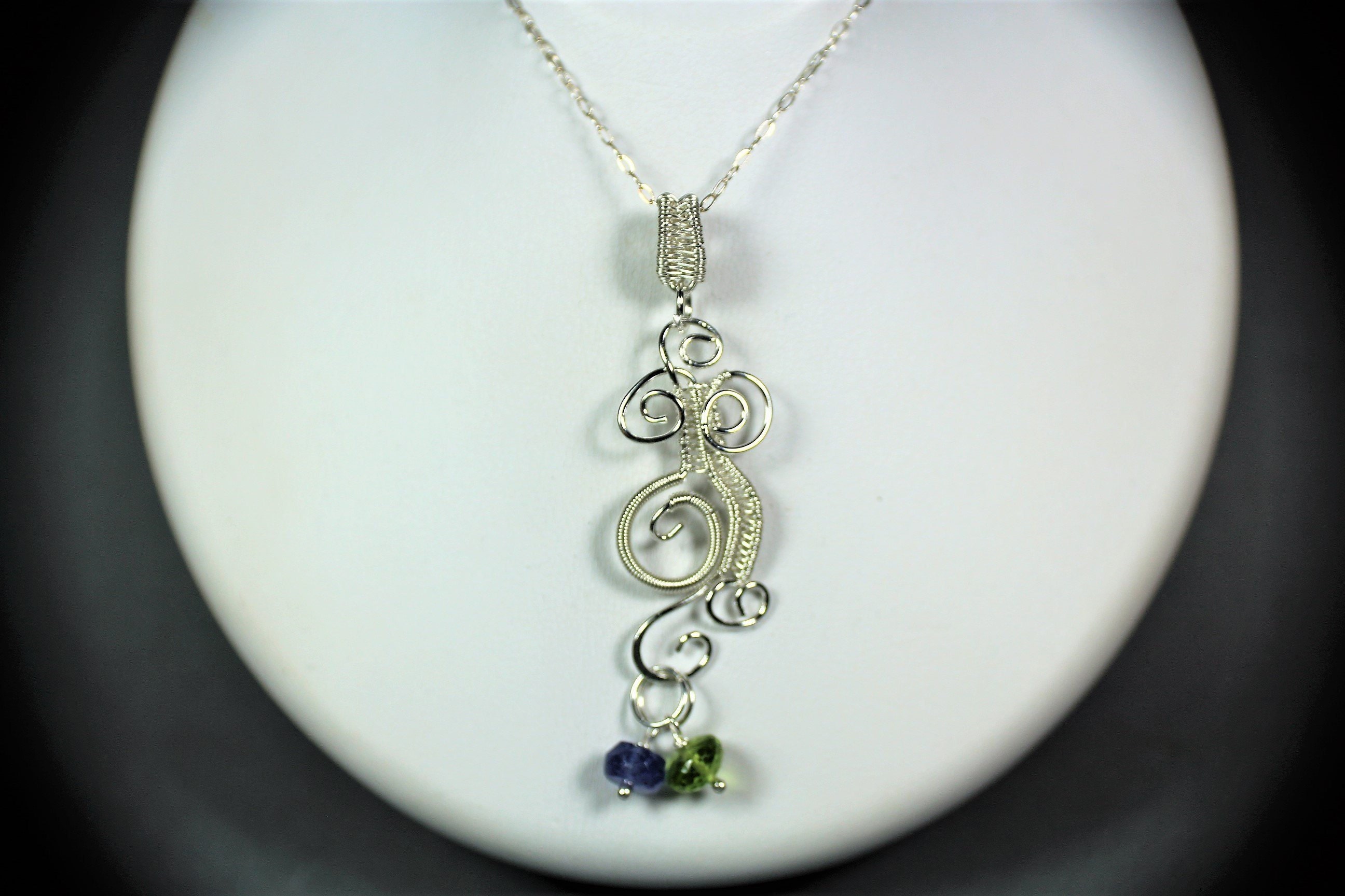 Charm Holder Necklace in Sterling Silver Wire Wrap Pendant Etsy
