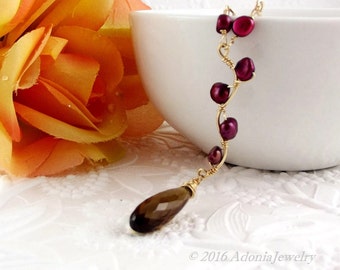 Cranberry Pearl Necklace Wire Wrapped Gold Fill Necklace