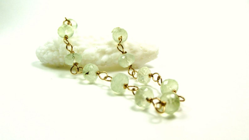 Prehnite Bracelet Wire Wrapped in 14k Gold Fill Green Gemstone Bracelet Handmade by AdoniaJewelry AJB312