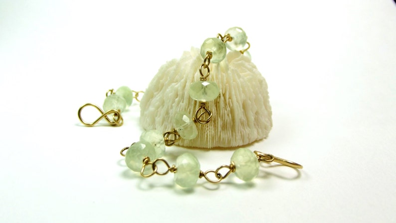 Prehnite Bracelet Wire Wrapped in 14k Gold Fill Green Gemstone Bracelet Handmade by AdoniaJewelry AJB312