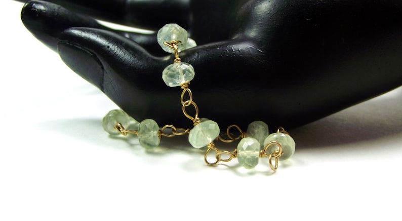 Prehnite Bracelet Wire Wrapped in 14k Gold Fill Green Gemstone Bracelet Handmade by AdoniaJewelry AJB312