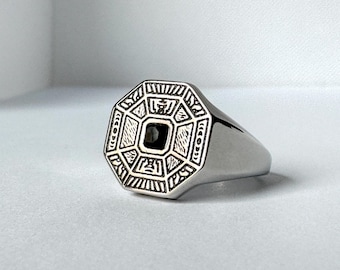 Men’s Silver Black Onyx Signet Ring – Vintage Greek Ring – Sterling Silver Ring – Classic Jewelry for Him - 925 Sterling Silver - Mens Ring