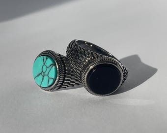 Vintage Style Ring - Mens Signet Ring - Gemstone Ring - Black Onyx Ring - Gold Ring - Signet Ring Mens - Mens Rings - Silver Signet Ring