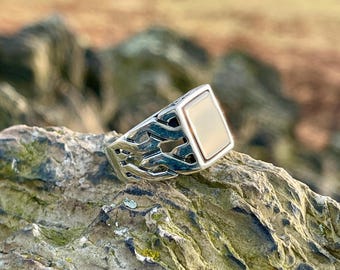 Mens Ring - 925 Sterling Silver Ring - Black Onyx Silver Signet Ring - Mens Jewellery - Rings For Men - Gift For Him - Pinky Ring -Band Ring