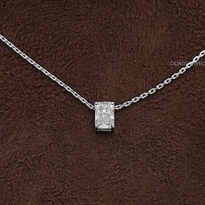Radiant Cut Lab Grown Diamond Solitaire Necklace, 0.50 To 3.00 Carat CVD Diamond Necklace, 14K Solid Gold Wedding Necklace, Gift For Her