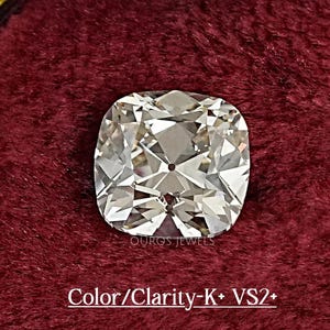 Diament w szlifie kwadratowym Old Mine, diament hodowany laboratoryjnie do pierścionka typu solitaire, luźny diament o czystości GH-VS, biżuteria w stylu vintage w starym szlifie zdjęcie 1