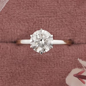 2 CT Round Cut Lab Diamond Solitaire Engagement Ring, Claw Prong Set Conflict Free Diamond Ring, CVD Diamond Wedding Ring For Bride