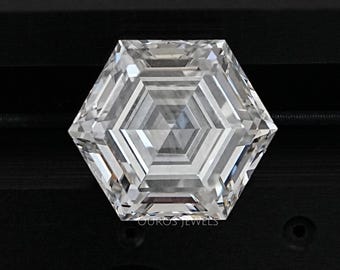 Step Cut Hexagonal Lab Grown Diamond, Conflict Free Loose Diamond, Solitaire Handcrafted Diamond, Lab Stone For Personalized Jewelry Making