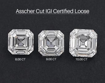 Diamante suelto cultivado en laboratorio con corte Asscher, claridad EF-VS para anillo solitario, diamante suelto libre de conflicto, diamante CVD para joyería personalizada