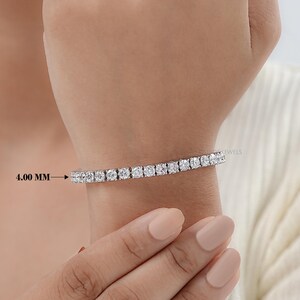 4.00 MM Round Cut Lab Diamond Tennis Bracelet, 4 Prong Set Diamond Bracelet, CVD Diamond Wedding Bracelet, 10K Solid Gold Bridal Bracelet