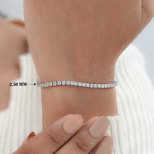Lab Grown Diamond Tennis Bracelet, 2.50 MM Round Diamond Wedding Bracelet, Handcrafted Diamond Bridal Jewelry, Stackable Diamond Bracelet