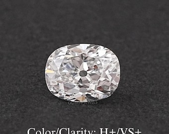 Old Mine kuddslipad labogrodd diamant, JK-VS klarhet Old Cut diamant, handgjord solitaire lös diamant, vintage-smycken i Old Cut-stil