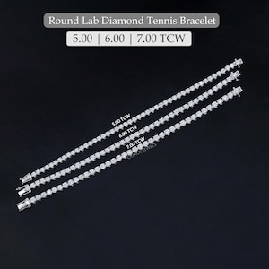5 to 7 TCW Round Cut Lab Diamond Tennis Bracelet, 14K Solid Gold Prong Set Bracelet, Eco Friendly Diamond Bracelet In Various Sizes