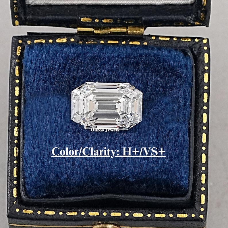 Old Mine Emerald Cut CVD Diamond, Lab Grown Diamond For Customized Jewelry, Solitaire Loose Handcrafted Diamond, Proposal Gift For Wife image 1