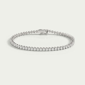 Round Cut Lab Grown Diamond Tennis Bracelet, 14K White Gold Bridal Wedding Bracelet, Conflict Free Diamond Bracelet Gift For Her