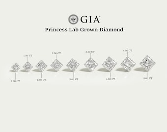 Diament luzem szlifowany w szlifie księżniczki, diament laboratoryjny z certyfikatem GIA, diament solitaire o masie od 1,00 do 5,00 karatów, diament CVD do wyrobu biżuterii