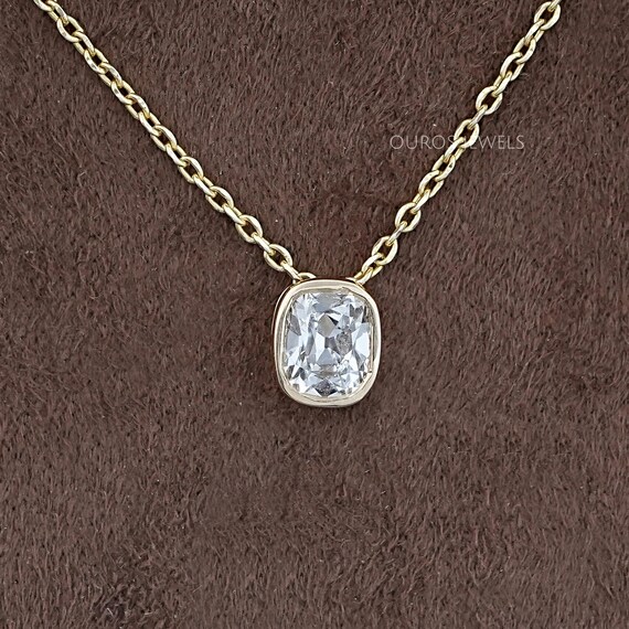 1,0 Karat Lab Created Diamond Bezel Set Solitär Anhänger 9k