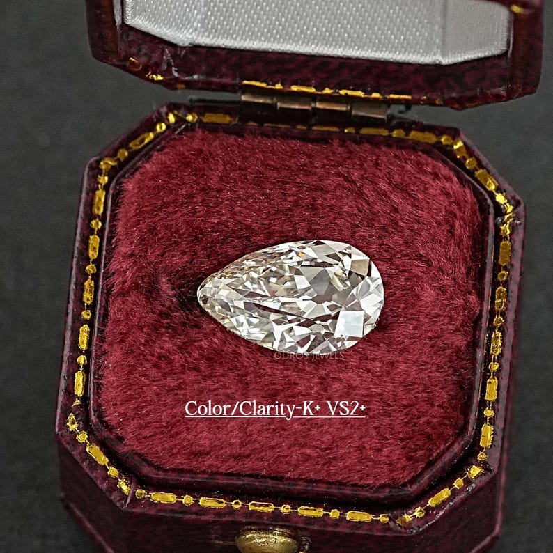 Old Mine Pear Cut Lab Grown Loose Diamond, Solitaire Diamond For Custom Ring, EF-VVS Clarity Lab Diamond, CVD Diamond For Jewelry Making image 1