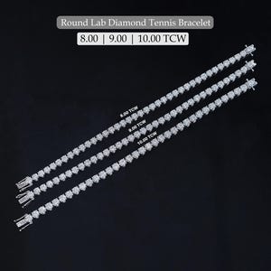 8.00 To 10.00 TCW Round Cut Lab Diamond Tennis Bracelet, CVD Diamond Bracelet in Various Size, Eco Friendly Diamond Bracelet Gift For Her