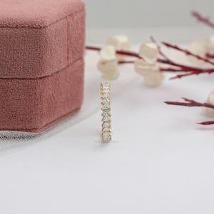 Marquise Cut Lab Grown Diamond Full Eternity Band, 14K Yellow Gold CVD ...