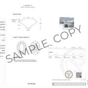 May include: A laboratory-grown diamond grading report from the International Gemological Institute (IGI) for a 0.95 carat oval brilliant diamond. The report details the diamond's measurements, color grade, clarity grade, and additional grading information, including polish, symmetry, and fluorescence.