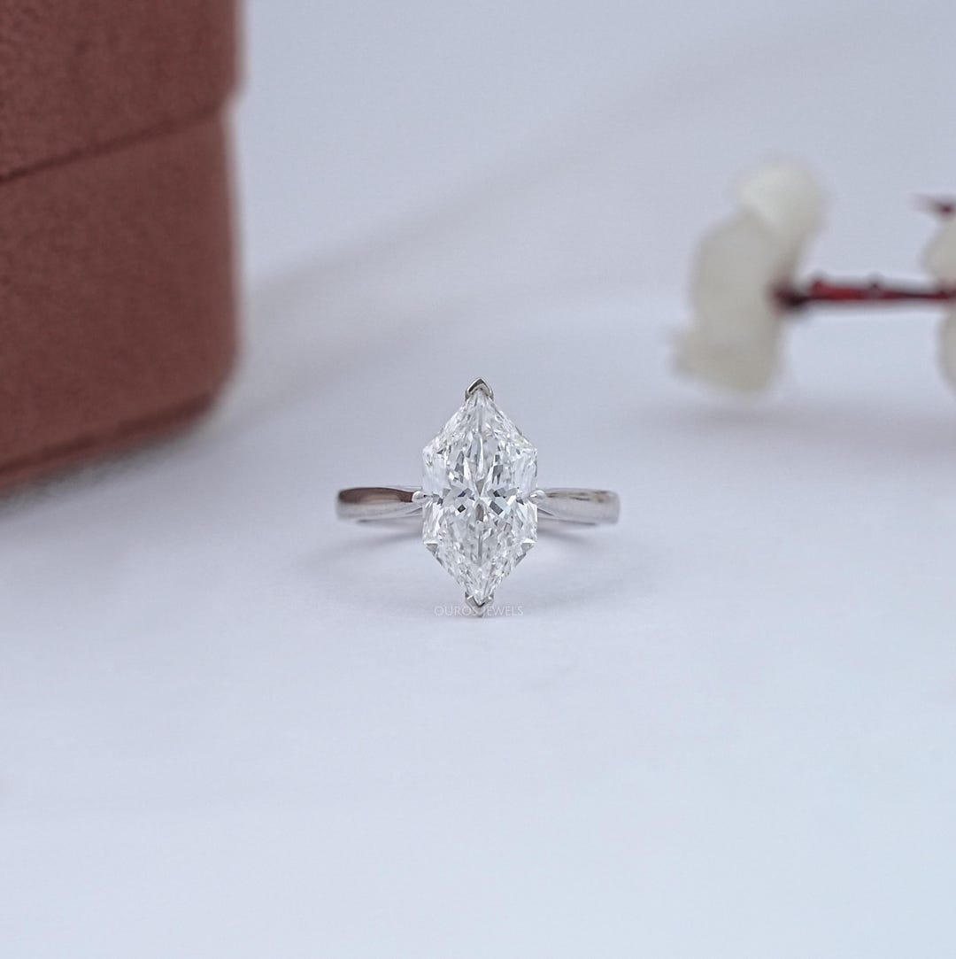 Dutch Marquise Cut Lab Grown Diamond Solitaire Ring, Prong Set CVD ...