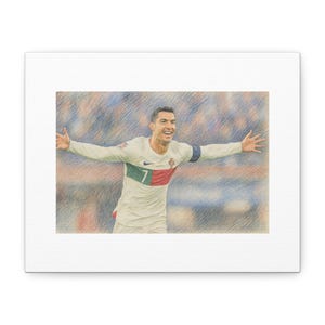 Cristiano Ronaldo Matte Canvas Wall Art, Soccer Decor, Sports Gift, Game Day Wall Decor, Home Office Decoration, Football Art