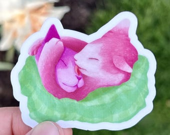 Cuddling Cats Vinyl Sticker – Cute Kitty Art, Laptop Decal - Etsy