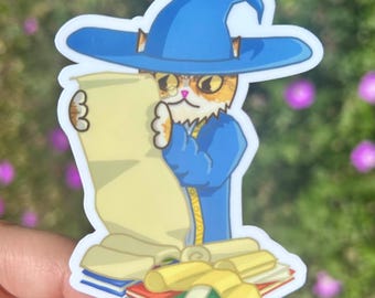 Wizard Cat Sticker: Witchy Monocle, Funny Laptop Decal