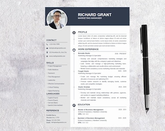 Blue & Gray Professional CV Resume Template — ATS-Friendly Word + Google Docs + Cover Letter