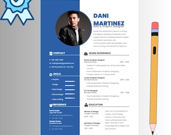 ATS Resume Template | Clean Blue, Modern CV (Editable)