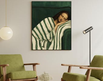 Mona Lisa — Moment of Calm ( Digital Download) | Classic x Modern Striped Couch Art