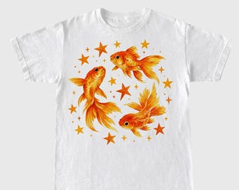 Goldfish Star T-Shirt, Y2K Grunge Beachy Graphic Tee