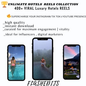 400+ Luxury Hotels & Resorts Reels: Viral Travel Videos for Instagram, TikTok, YouTube (MRR/PLR Social Media Content Bundle)