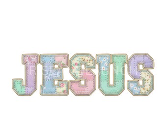 Pastel Patchwork Jesus PNG | Christian Sublimation Vintage Easter Shirt Graphic