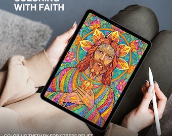 Pagina da colorare di Gesù – Antistress per adulti cristiani, meditazione biblica
