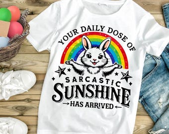 Sarcastic Sunshine Bunny PNG – Funny Rabbit Rainbow Graphic