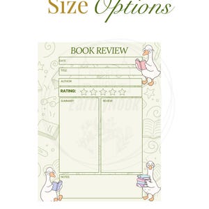 Book Review Notepad | Reading Journal Pad | Duck Design (5x7 Inch)