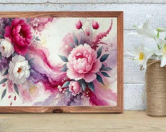 Arte botánico abstracto “Susurros de resplandor floral”