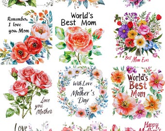 Mother's Day Floral Clipart: Watercolor Roses, Bouquets (PNG, Digital Download)