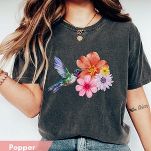 Hummingbird Shirt, Bird Lover Gift, Watercolor Hummingbird, Floral Hummingbird Shirt, Animal Lover Tee, Bird Lover T-Shirt, Nature Tee